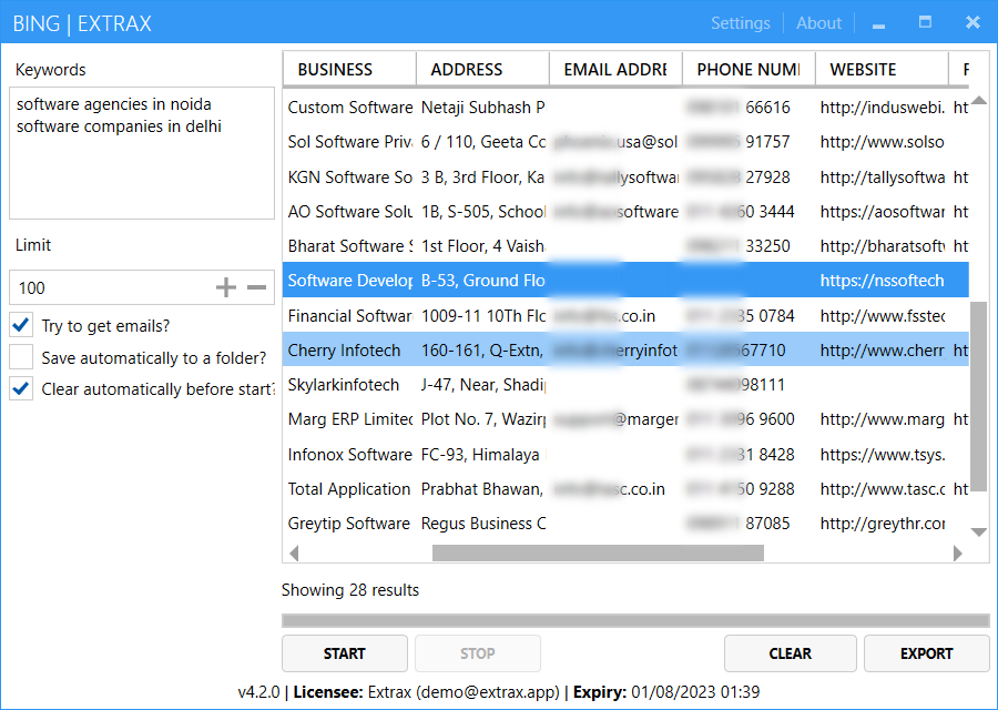 Extrax for Bing Maps - Bing Maps data scraper screenshot