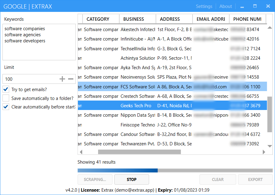 Extrax for Google Maps - Google Maps data scraper screenshot